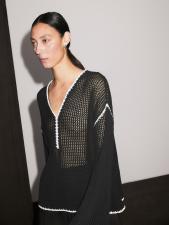 Long Sleeve Knits Loose Hollow Out Tops GQNF-Y00243CM