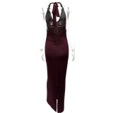 Sexy U Neck Backless Sling Maxi Dress GQNF-Y00223DC