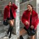 Faux Fur Collar Long Sleeve Short Jacket SH-391330