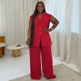Plus Size Sleeveless Loose Two Piece Pants Set NNWF-8146