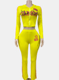 Letter Print Long Sleeve Pants 2 Piece Set GFCF-1430