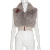 Sleeveless Furzzy Zipper Tops GDSF-C25TP258