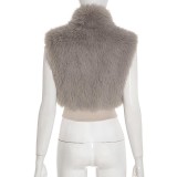 Sleeveless Furzzy Zipper Tops GDSF-C25TP258