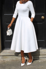 Plus Size Solid Color U Neck Maxi Dress BGN-BN281