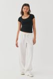 Solid Color U Neck Knits T Shirt GWLS-202402
