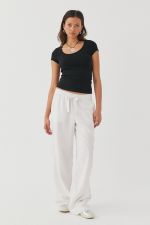 Solid Color U Neck Knits T Shirt GWLS-202402