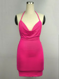 Sexy Solid Color Sling Backless Mini Dress GWLS-LX0001