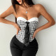 Plaid Contrast Color Necktie Wrap Tank Top GOMN-71079