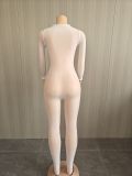 See Through Solid Color Stocking Tight Jumpsuit SFY-822
