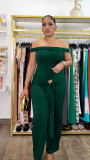 Solid Color One Shoulder Tie Up Jumpsuit NY-11260