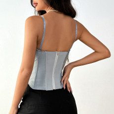 Patchwork Contrast Color Tank Top GOMN-70096
