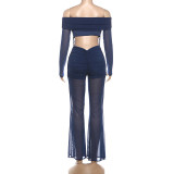 One Shoulder Mesh Patchwork Jumpsuit GZJQ-K25Q86036
