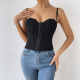 Solid-Color Lace Sling Underwire Bustier Tank Top  GOMN-C09009