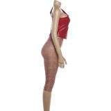 Slash Neck Sleeveless Tight Fifth Pants Two Piece Set GZJQ-K25S87070