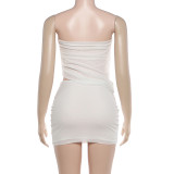 Solid Color Tube Tops Vest Two Piece Skirts Set GZJQ-K25S89033