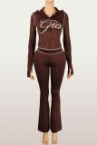 Fashion Casual Printed Zip-Up Long Sleeve Coat And Pants Suit YWXS-XS-4133