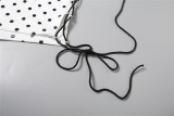 Polka Dots Print Halterneck Backless Romper GZJQ-K25Q88640