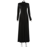 Long Sleeve Solid Color Maxi Dress XEF-K25D88955