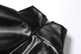 PU Leather Patchwork Sleeveless Split Maxi Dress XEF-K25D89909