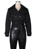 Double-breasted Lapel Tie Up Coat ZSD-0776