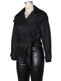 Double-breasted Lapel Tie Up Coat ZSD-0776