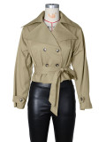 Double-breasted Lapel Tie Up Coat ZSD-0776