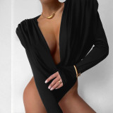 Solid Color Long Sleeve Tight Bodysuit GSLF-K25K89083