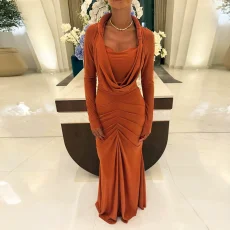 Solid Color Ruched Long Sleeve Maxi Dress GSLF-K25D87000