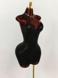 Deep V Neck Solid Color Sling Mini Dress GXIY-K25L1825