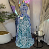 Printed Sleeveless Slim Maxi Dress GMSF-9608