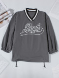 Letter Print Contrast Color Loose Sweatshirt YWXS-XS-LR07234