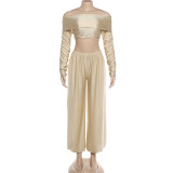 Off Shoulder Long Sleeve Two Piece Pants Set GYME-K25S89290