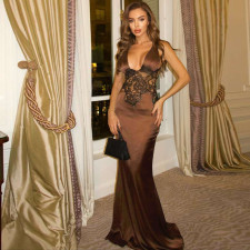 Deep V Neck Backless Evening Dress GYME-K25D86413