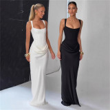 Solid Color Sleeveless Square Neck Maxi Dress GYME-K25D86960