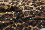 Leopard Print Sequin Tops Seven-Tenths Pants Set GYME-K25S88975