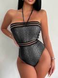 Halterneck Tie Up One Piece Swimsuit DYSC-DY23A567YYB040413