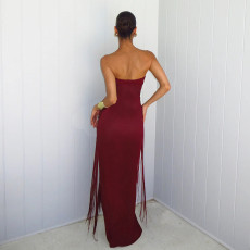 Hollow Out Backless Tassel Evening Dress GYME-K25D89978