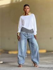 Plus Size Fashion Loose Wide Leg Jeans GYLN-8785