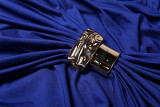 Halterneck Metal Buckle Patchwork Ruched Mini Dress DLSF-K25D88139
