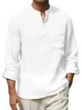Men's Solid Color Long Sleeve Loose Top FLZH-ZT321