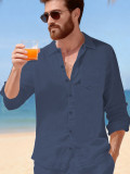 Men's Long Sleeve Solid Color Shirt FLZH-ZT297