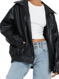 Lapel PU Leather Jacket Coats HHMY-M3566