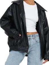 Lapel PU Leather Jacket Coats HHMY-M3566