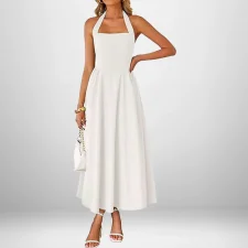 Plus Size Solid Color Halterneck Maxi Dress GHHE-29325