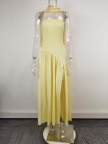 Plus Size Solid Color Split Tube Top Maxi Dress GHHE-29653