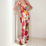Plus Size Print Sling Backless Maxi Dress GHHE-29241