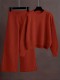 Plus Size Knits Solid Color Wide Leg Two Piece Pants Set FSXF-F760