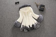 Plus Size White Rabbit Fur Hooded Coat HHMY-XF-腰带豹纹超长