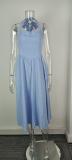 Plus Size Solid Color Halterneck Maxi Dress GHHE-29325