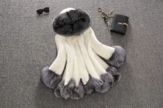 Plus Size White Rabbit Fur Hooded Coat HHMY-XF-腰带豹纹超长